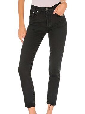 Anthropologie Agolde Women's Jamie High Rise Raw Hem Jean Black Size Small 27
